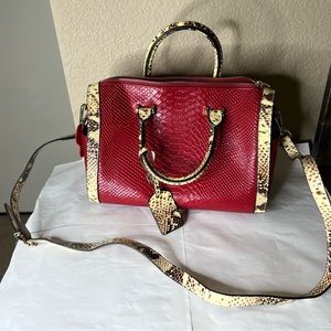 Real leather snake print bag